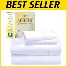 Load image into Gallery viewer, King Size Sheets Set - Soft 400 Thread Count 100% Cotton, Deep Pocket &amp; Cooling