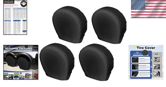 4 Pack Tire Covers - Water-Resistant, Snug-Fitting Protector for 23-25.75" Tires
