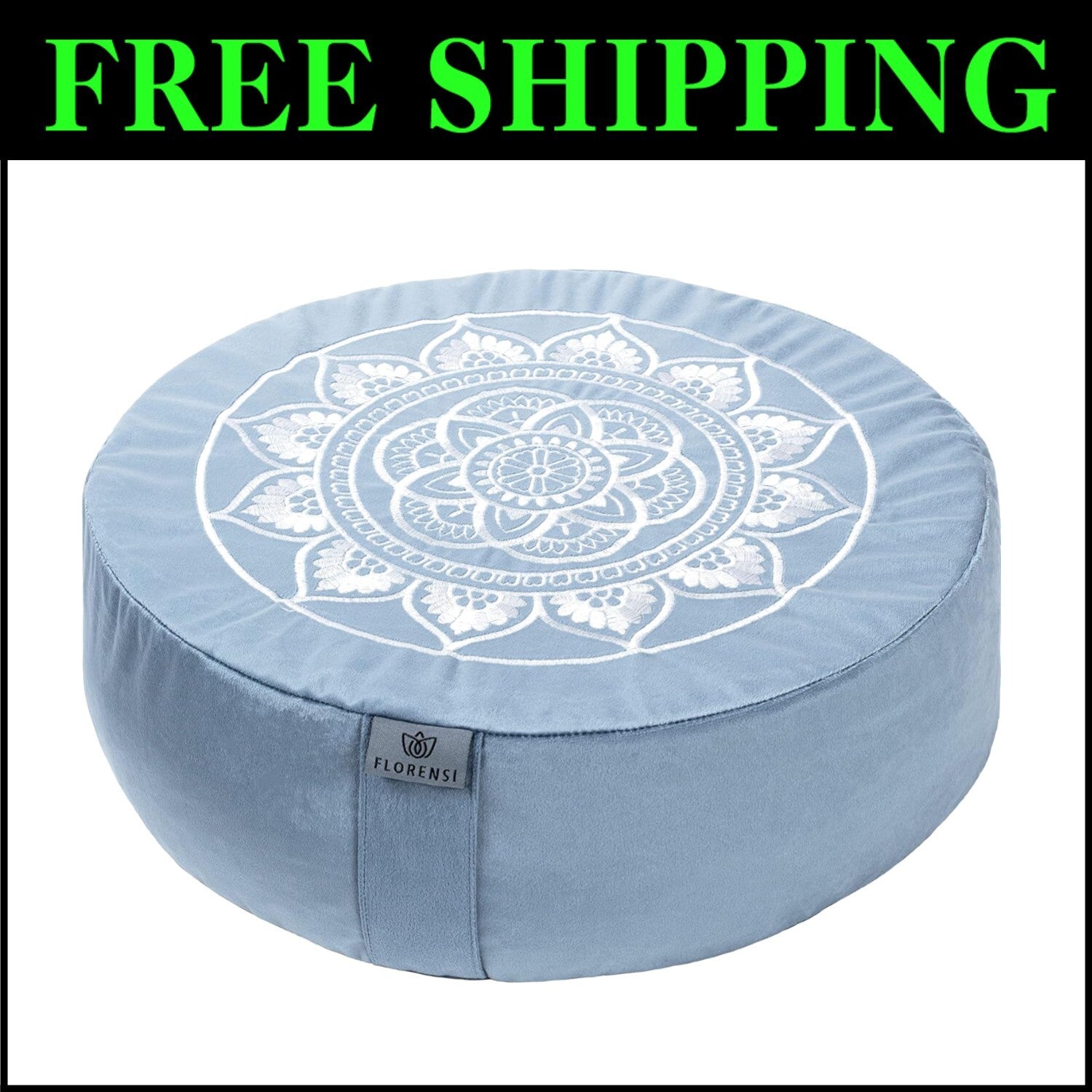 Premium Velvet Yoga Cushion with Posture Support - Beautiful Mandala Design