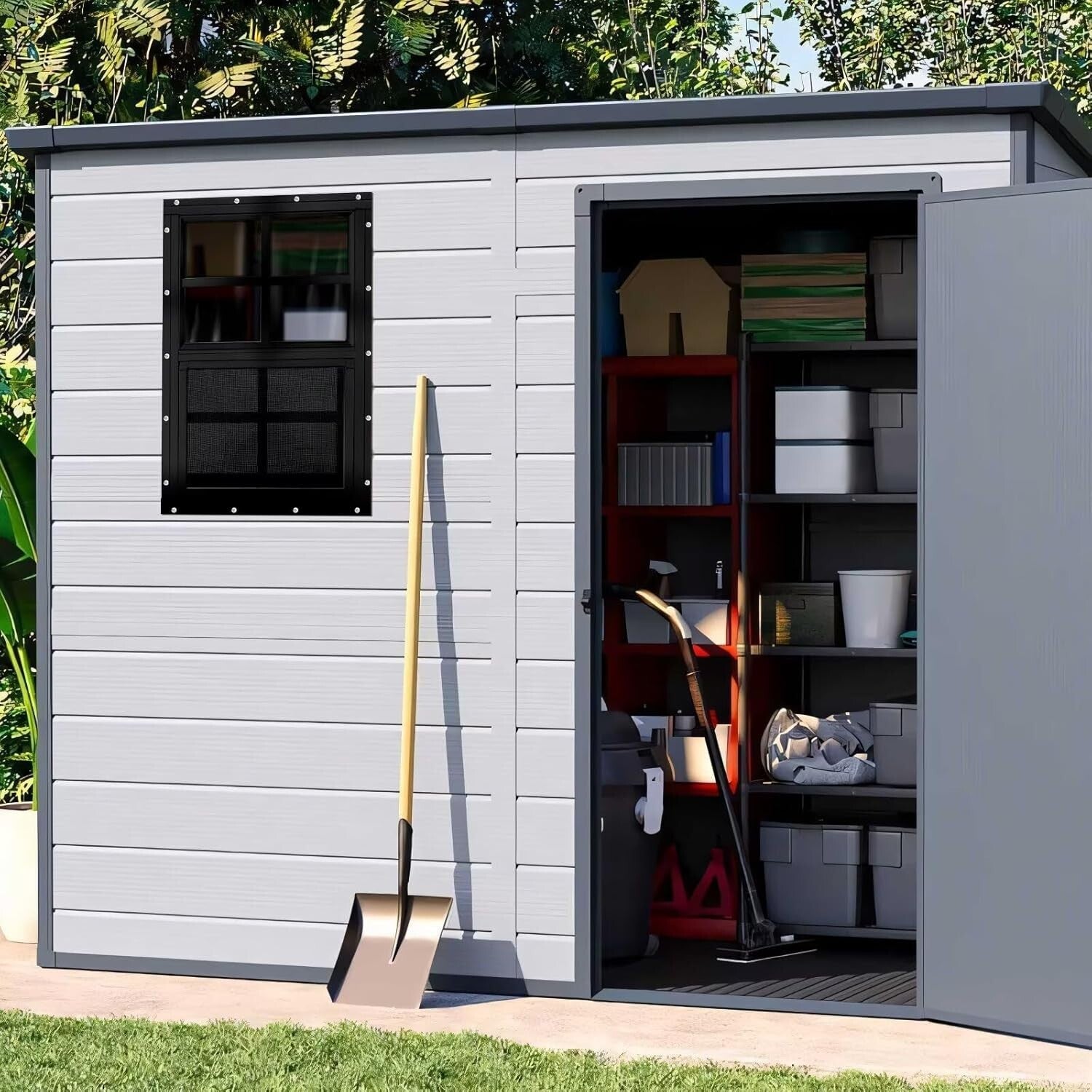 2 Pack 12" x 18" Sliding Shed Windows with Tempered Glass & Screens, Black