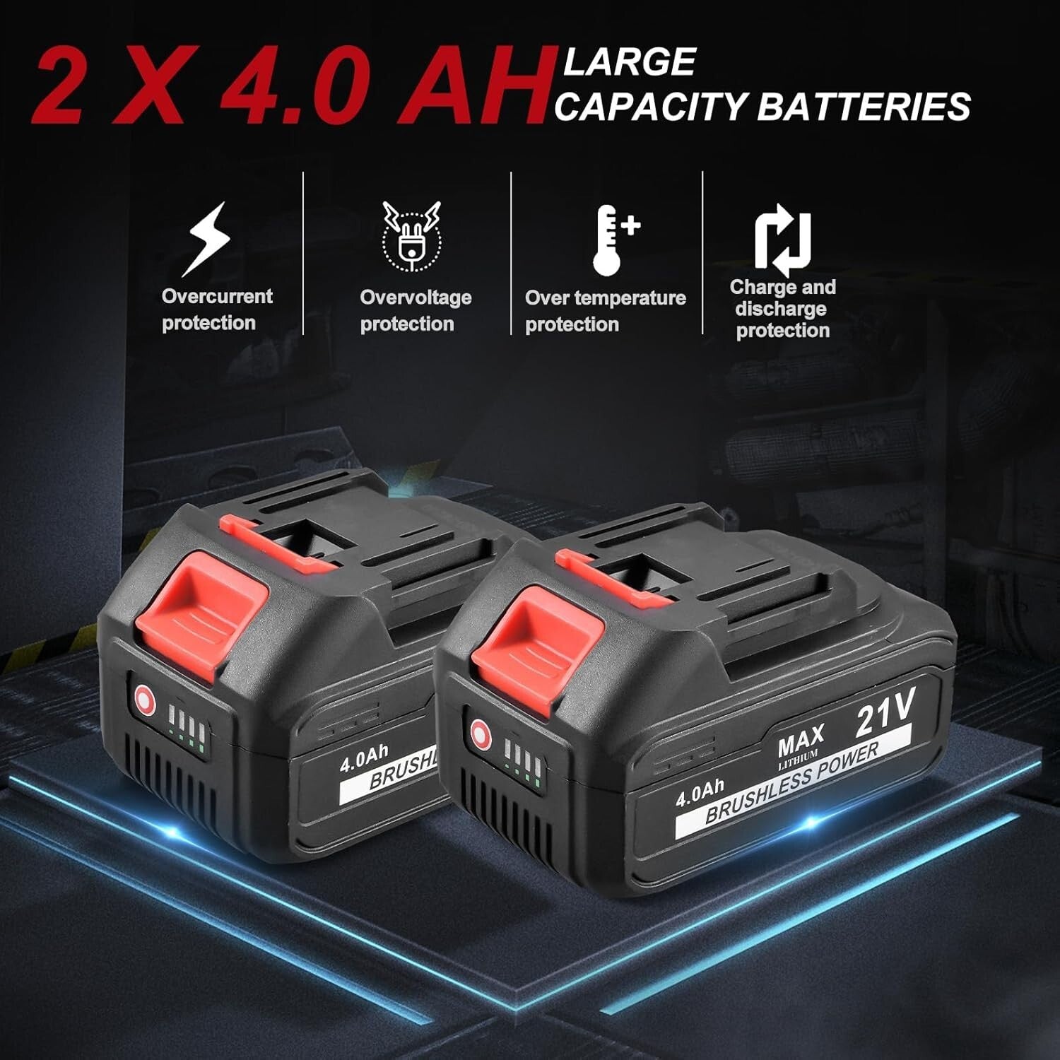 Cordless 4-1/2 Inch Angle Grinder with Brushless Motor & 2 Batteries Included