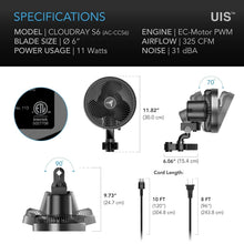Load image into Gallery viewer, Hydroponics 6-Inch Clip-On Fan with 10 Speed Control &amp; Whisper-Quiet Operation