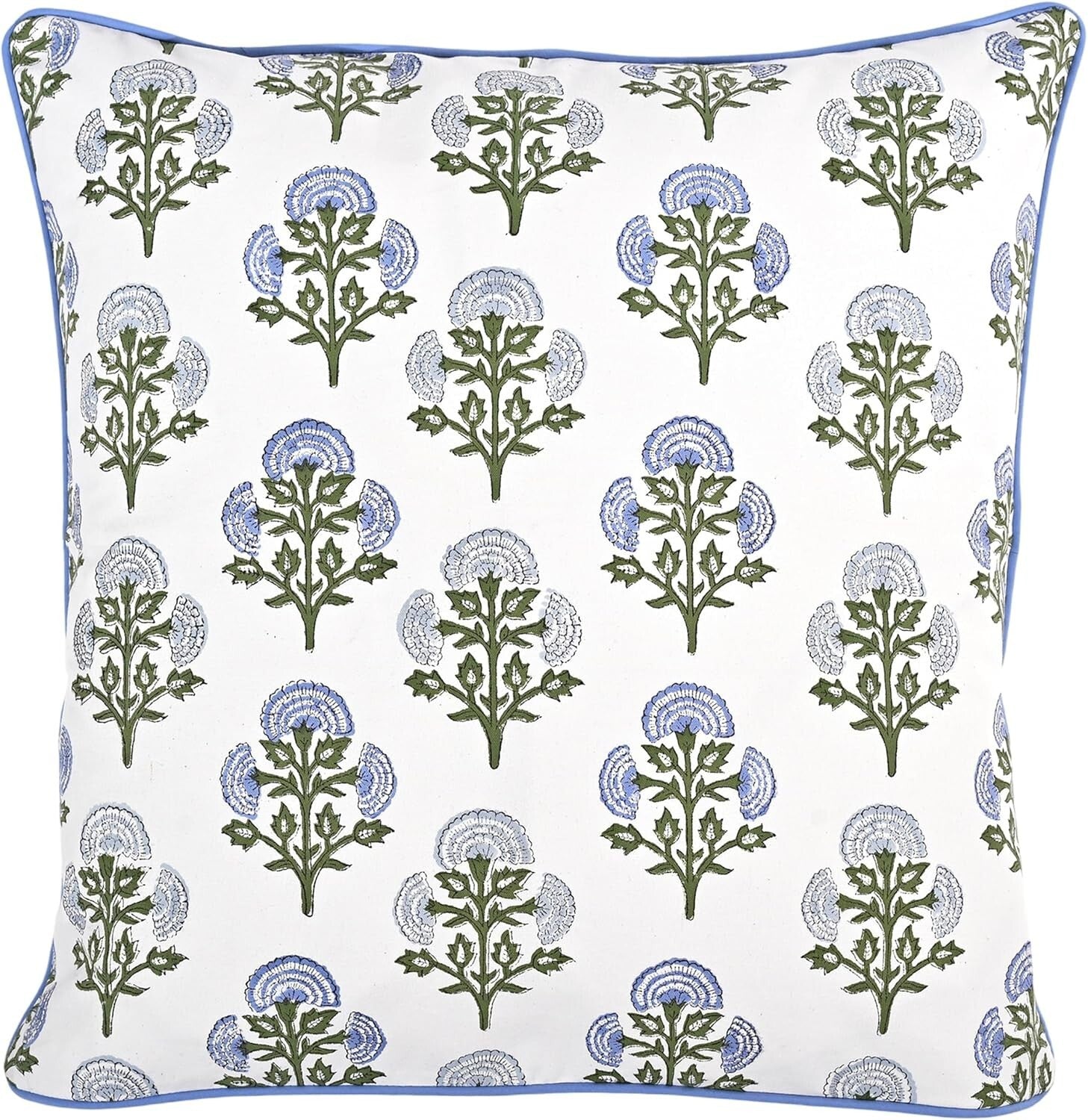 Elegant 18x18 Cotton Block Print Pillow Covers Set of 2 for Rustic Living Rooms