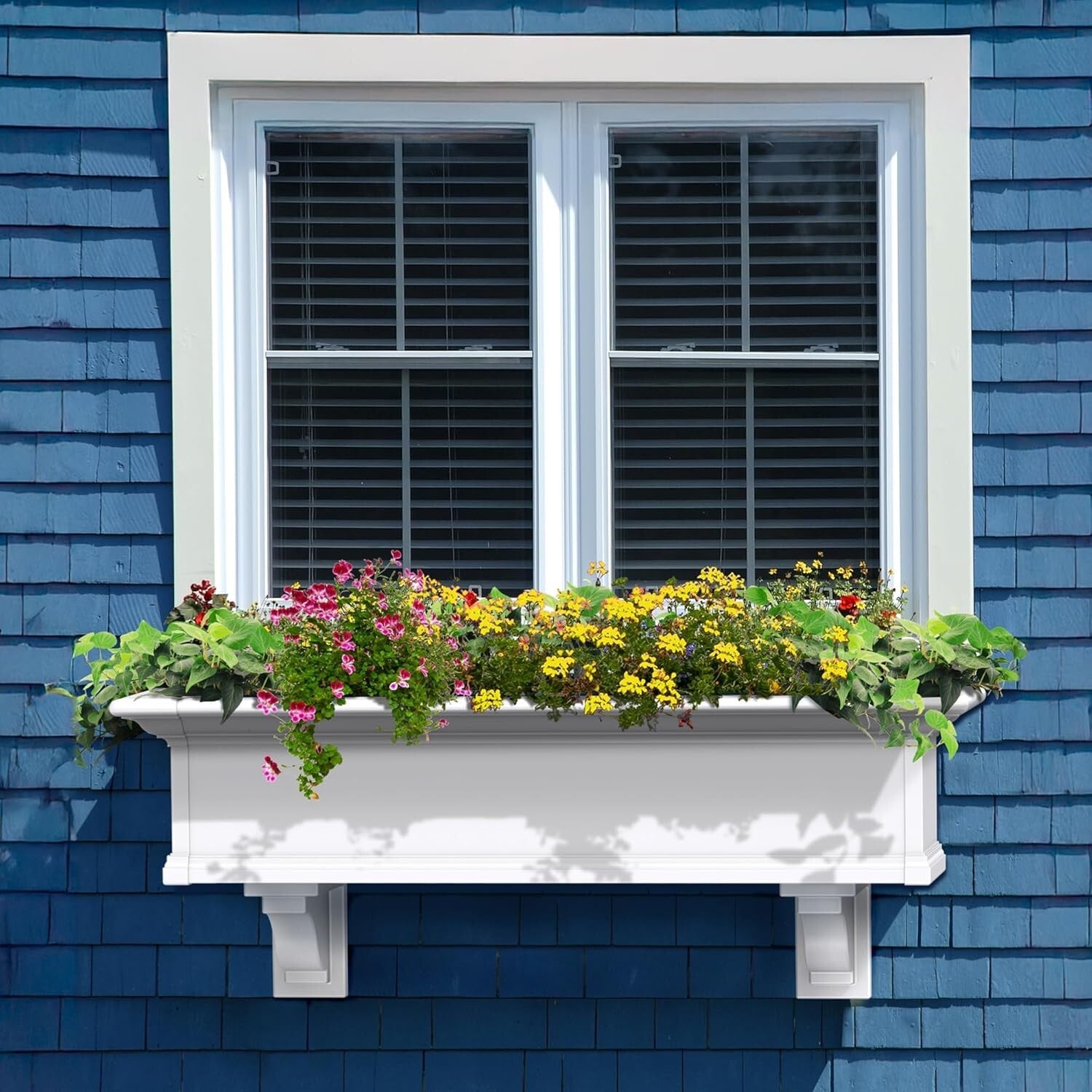 Lightweight 48 Inch White Window Box with Built-In Reservoir for Thriving Plants