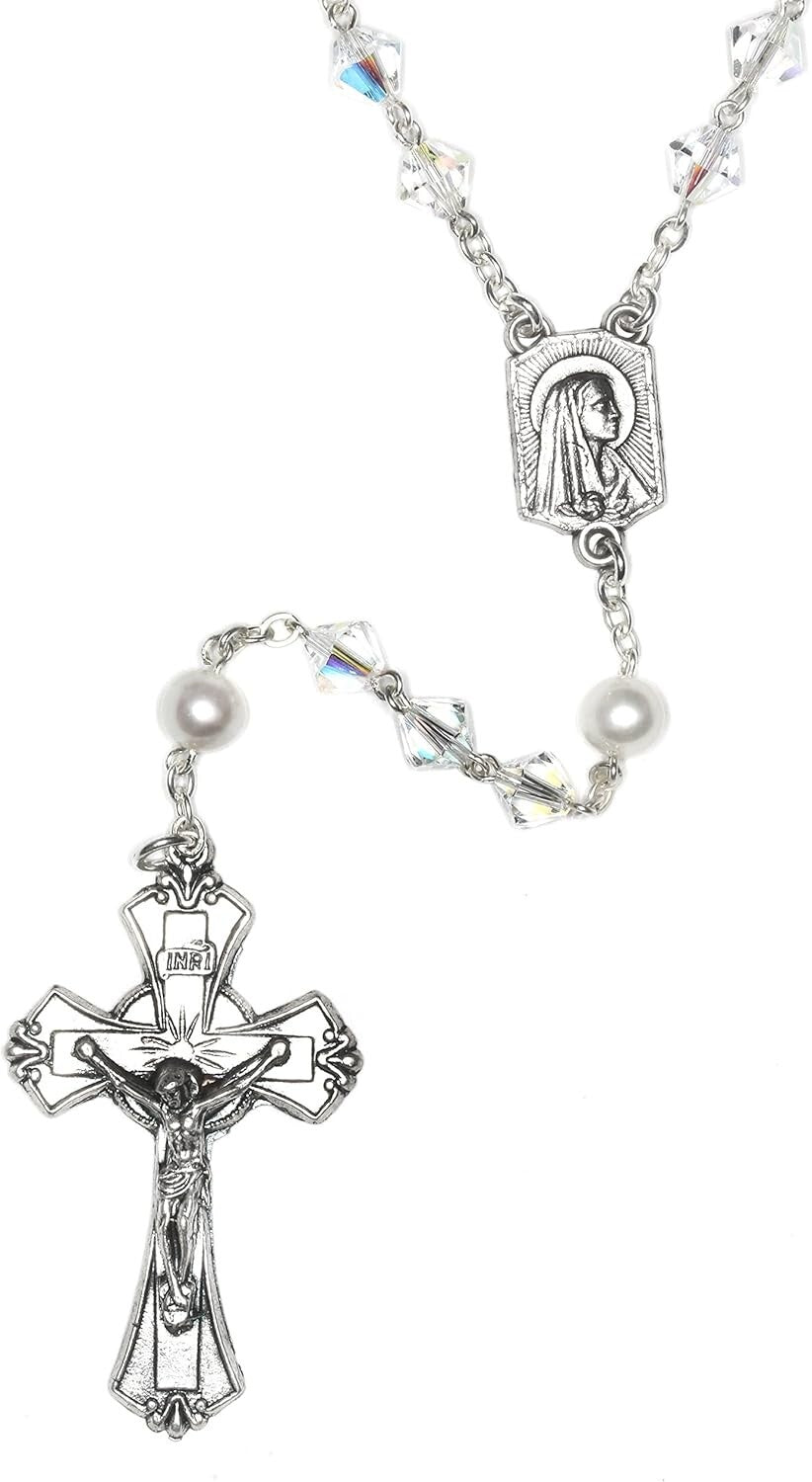 Austrian Crystal Rosary for April Birthdays - Elegant Catholic Prayer Accessory