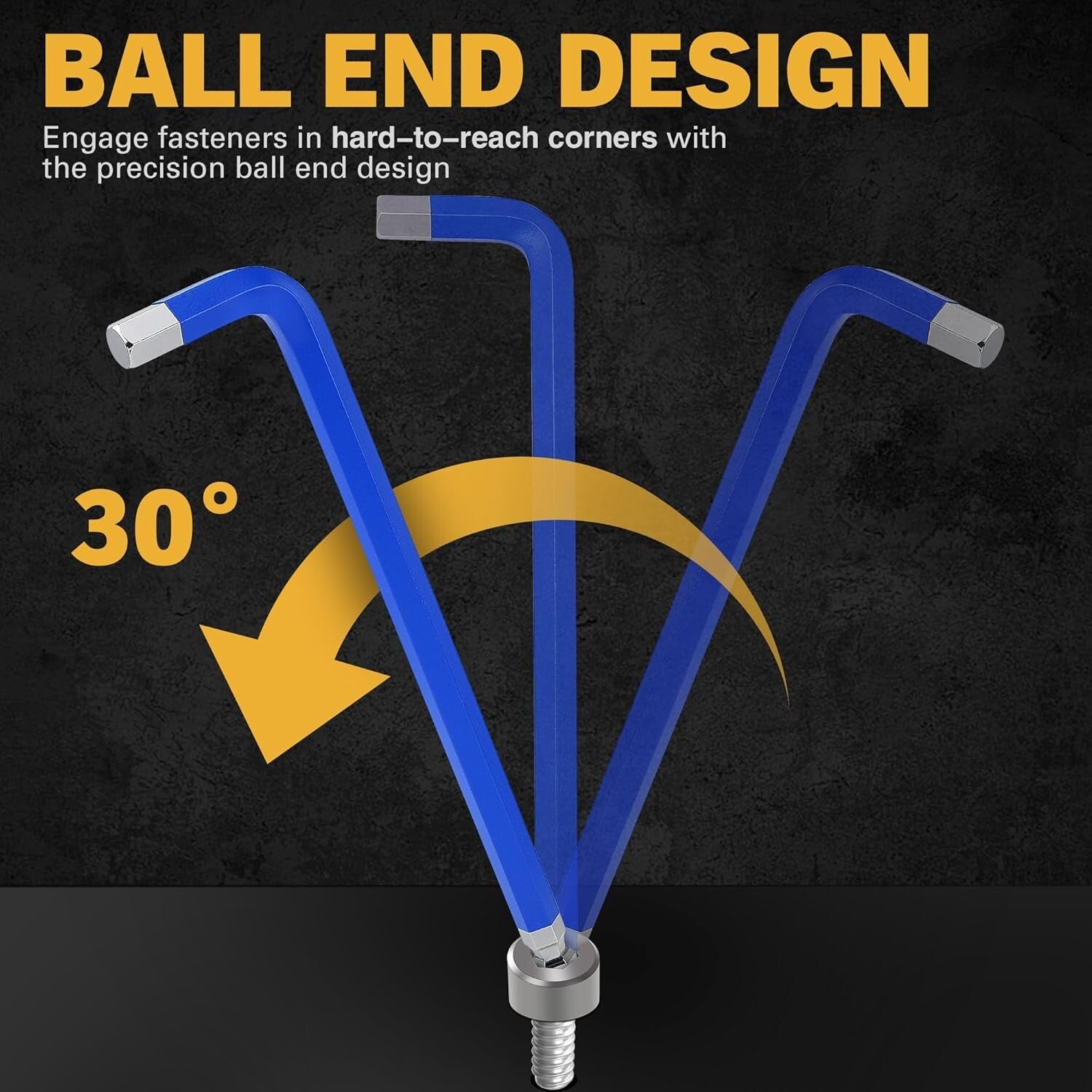 Durable 13-Piece Metric Allen Wrench Set with Long Ball End Design - Blue Finish