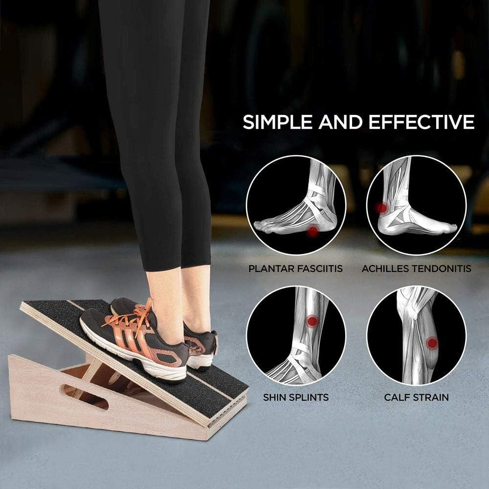 Versatile Wooden Incline Board with Extra Handle - Ideal for Stretching & Rehab