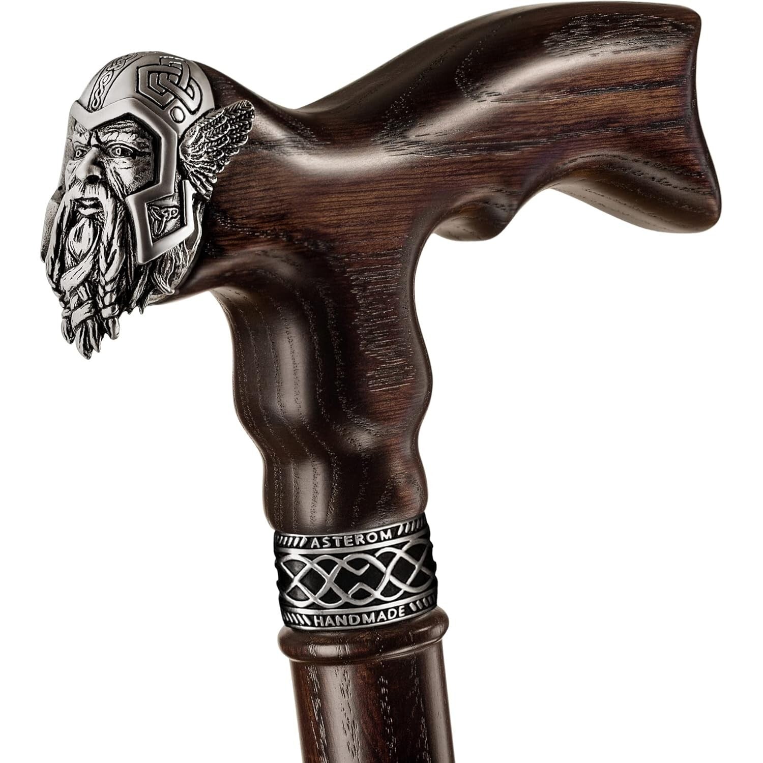Elegant Walnut Wood Viking Cane - Custom Length with Interchangeable Tip