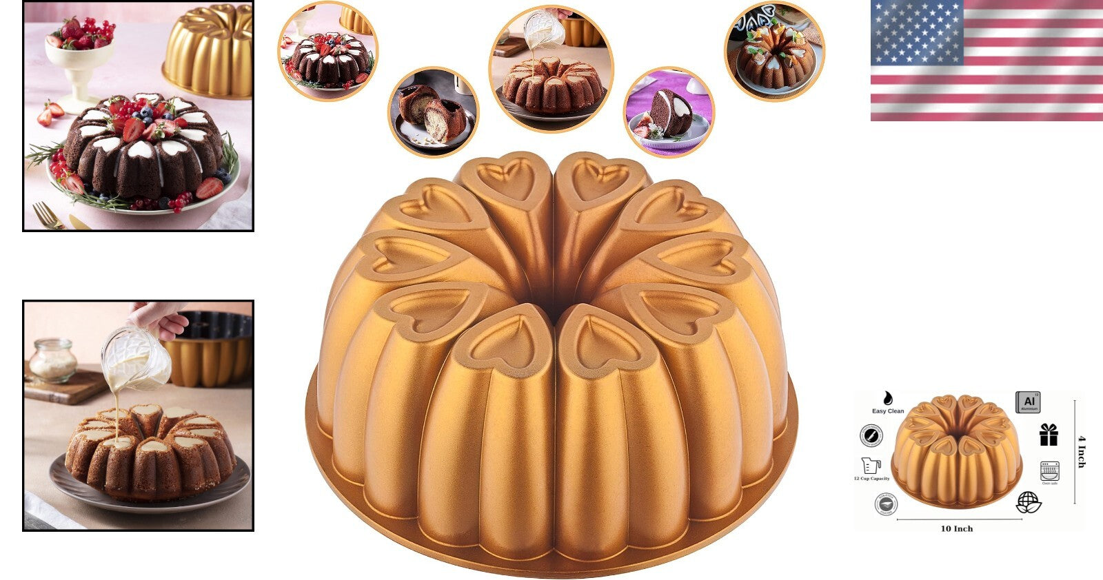 Elegant 10-Inch Heart Cake Pan with Titanium Coating for Easy Baking