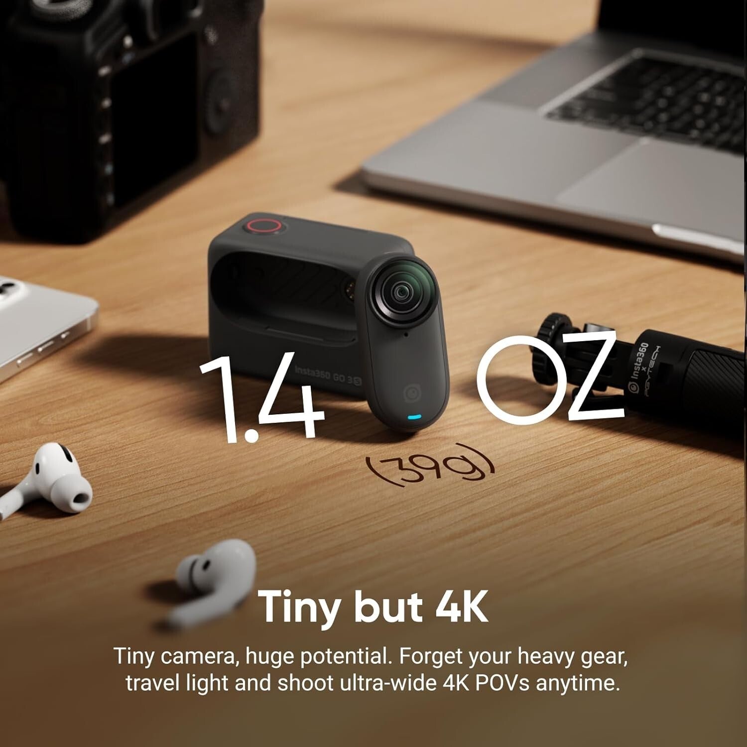 4K Tiny Camera - 128 GB Storage with Touchscreen & Gesture Control Features