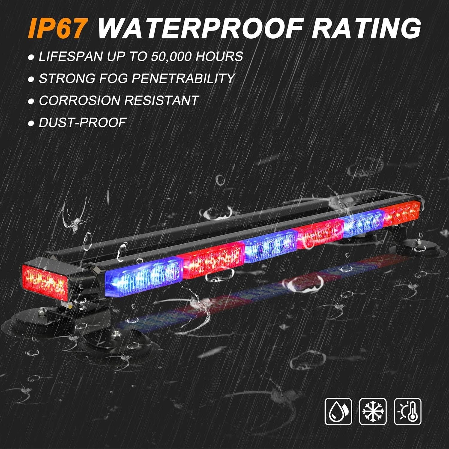 29.5" LED Strobe Light Bar with Magnetic Base - High Intensity Emergency Warning