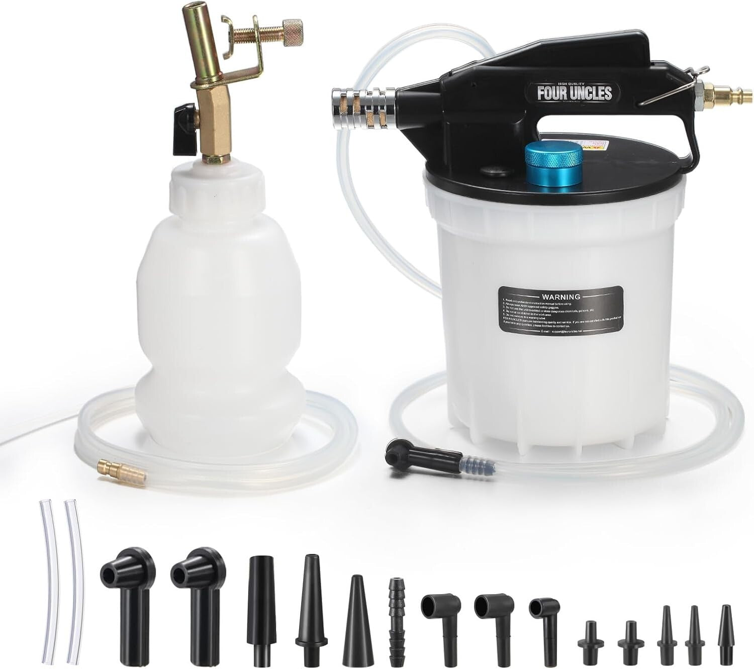Efficient 2L Vacuum Brake Bleeder Kit with Built-in Silencer and Adapters