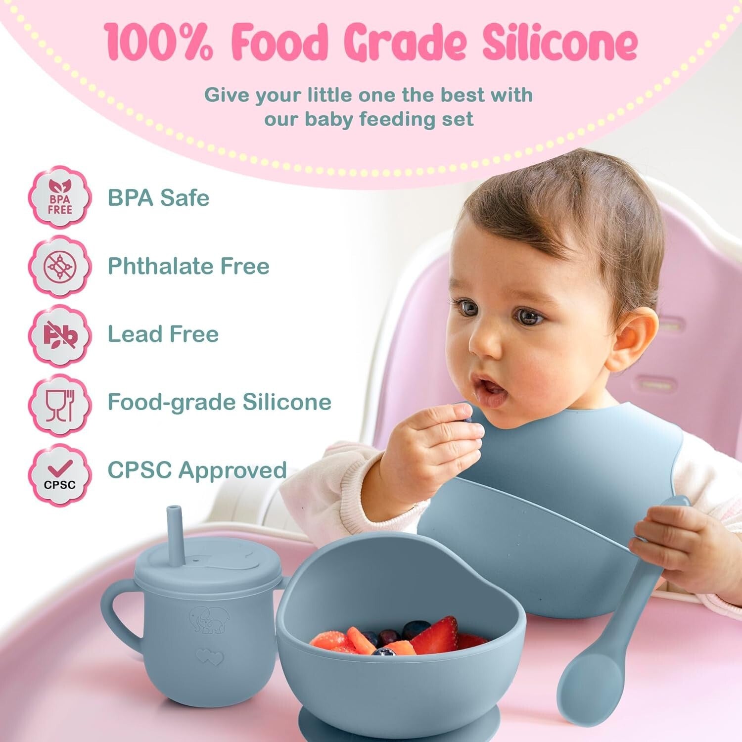 Durable Silicone Baby Feeding Set - Sippy Cups & Utensils for Independent Eaters