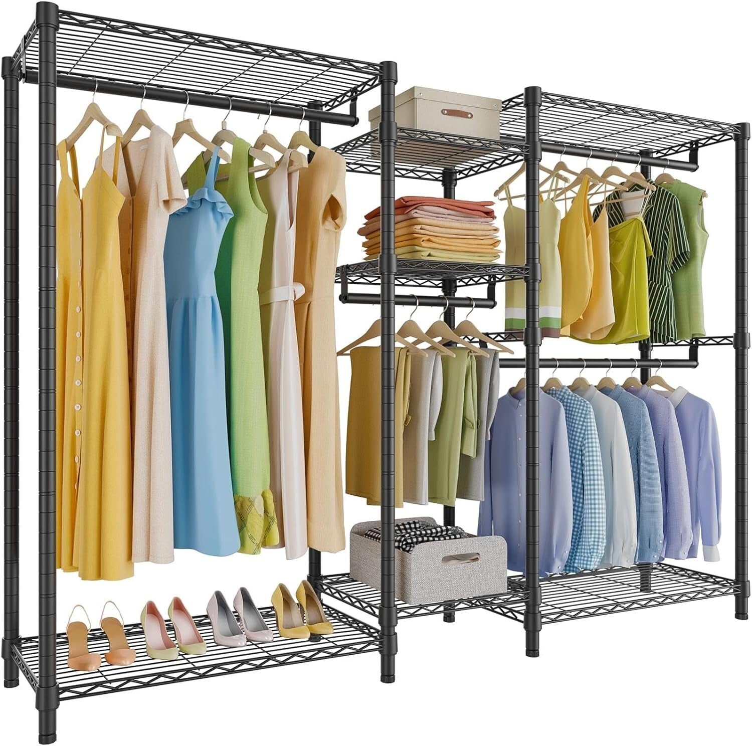 Heavy-Duty Garment Rack: Adjustable 5-Tier Clothes Organizer for Home & Office