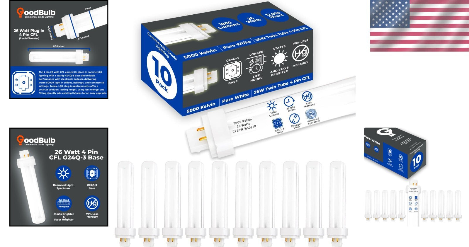 Energy-Efficient 10-Pack 26W CFLs – Ideal for Can Lighting with G24Q-3 Base