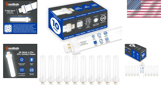 Energy-Efficient 10-Pack 26W CFLs – Ideal for Can Lighting with G24Q-3 Base