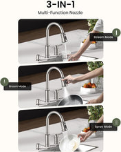 Load image into Gallery viewer, Brushed Nickel Kitchen Faucet with Soap Dispenser &amp; Pull Down Sprayer - 3 Holes