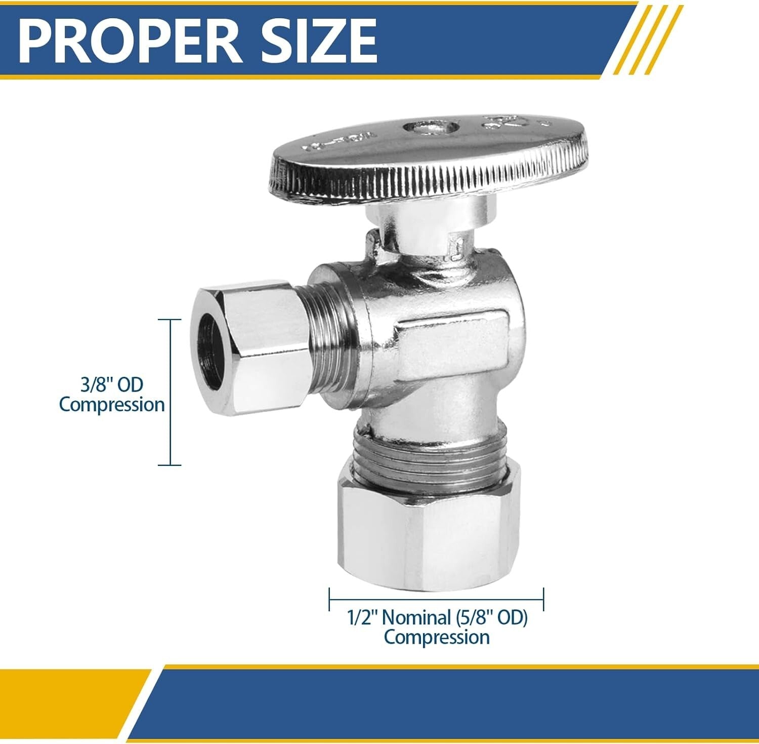 10 Pack 1/4 Turn Angle Stop Valves - Corrosion-Resistant Brass Plumbing Solution