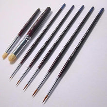 Load image into Gallery viewer, Kolinsky Sable Brush Set for Miniature Painting - Sizes 5/0 to 3, Walnut Handle