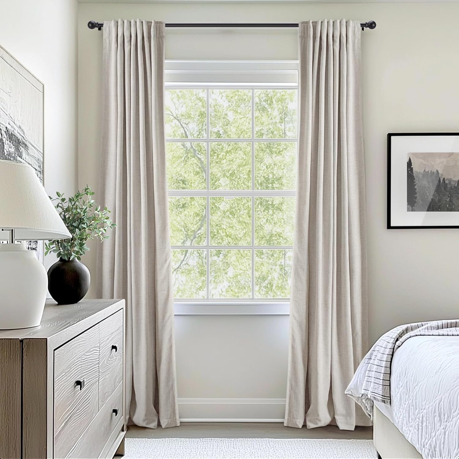 100% Blackout Curtains for Bedroom - 80 Inch Beige Thermal Insulated Drapes