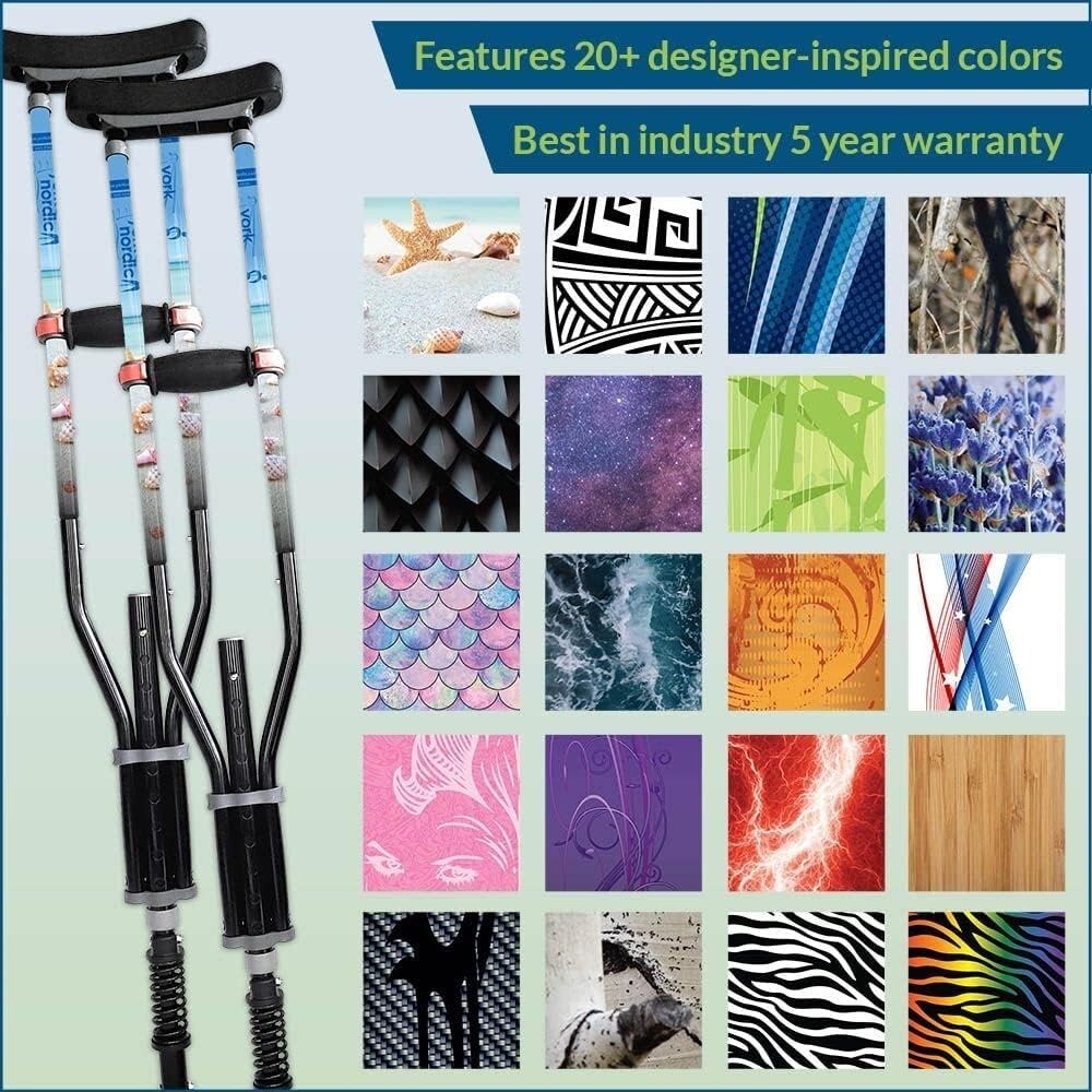 Ultra Lightweight Spring-Loaded Crutches for Fashionable Mobility - 4'7" to 6'6"