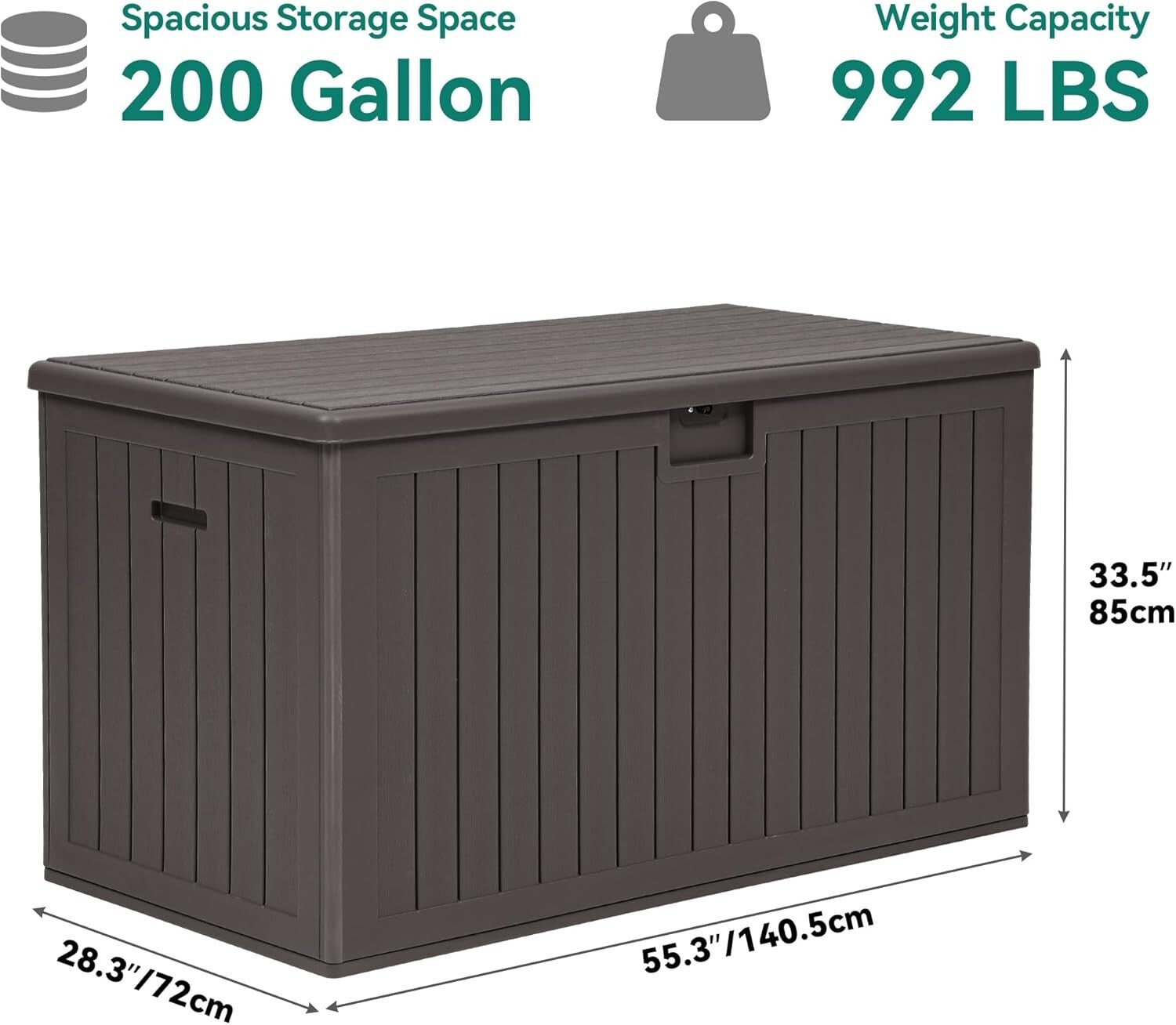 200 Gallon Double-Wall Deck Box with Divider – Water-Resistant Outdoor Storage