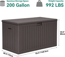 Load image into Gallery viewer, 200 Gallon Double-Wall Deck Box with Divider – Water-Resistant Outdoor Storage