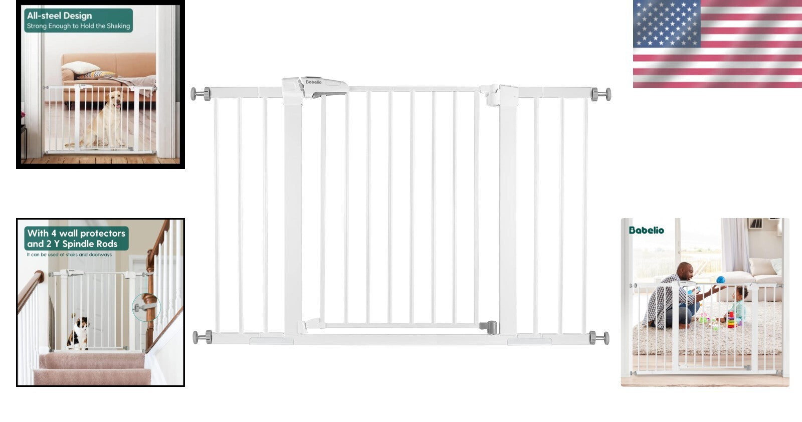 Sturdy Pressure Mounted Baby/Dog Barrier - Easy Install 24'' Walk-Thru Design
