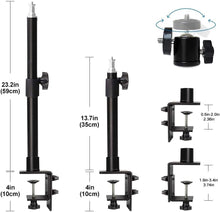 Load image into Gallery viewer, 2-Pack Adjustable Desk Mount Stand with 360° Ball Head for Cameras &amp; Lights