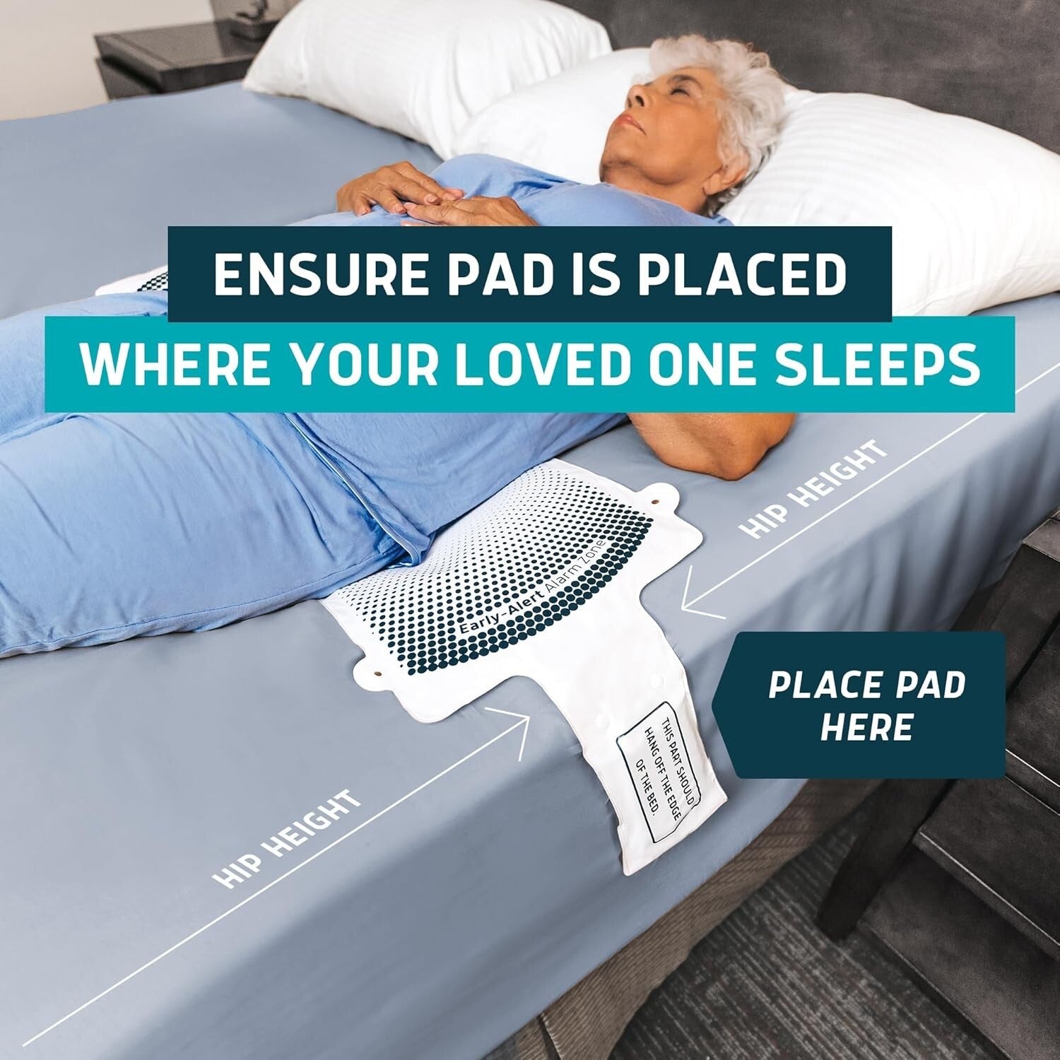 Portable Fall Prevention Bed Alarm for Seniors - Smart Wireless Pager Included