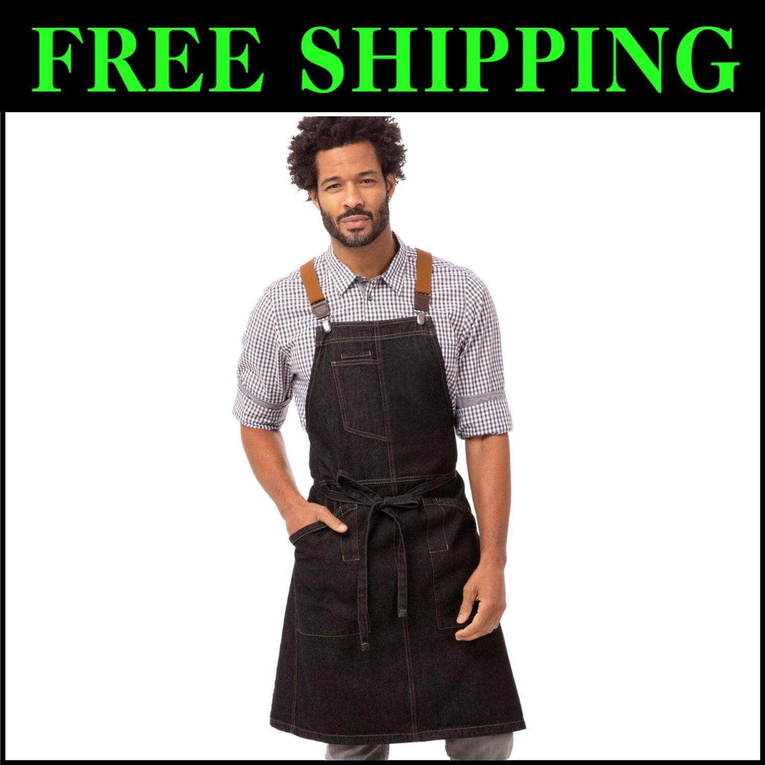 Durable Unisex Berkeley Bib Apron with Adjustable Suspenders - Full Coverage