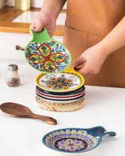 Load image into Gallery viewer, Multicolor Spoon Rest Set - Handcrafted Porcelain Utensil Holder for Cooking
