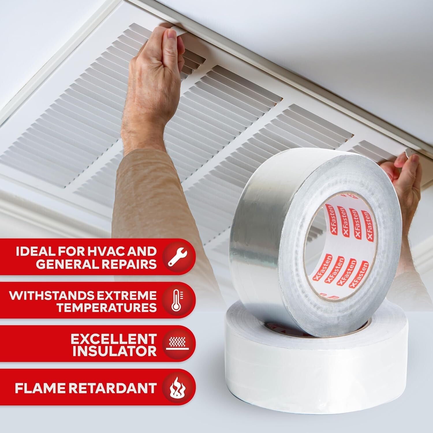 Durable 1980 Feet Aluminum Duct Tape - Heavy-Duty, Moisture & Heat Resistant