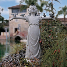 Load image into Gallery viewer, Delightful 16-Inch Little Girl with Birds Cast Stone Resin Garden Figurine