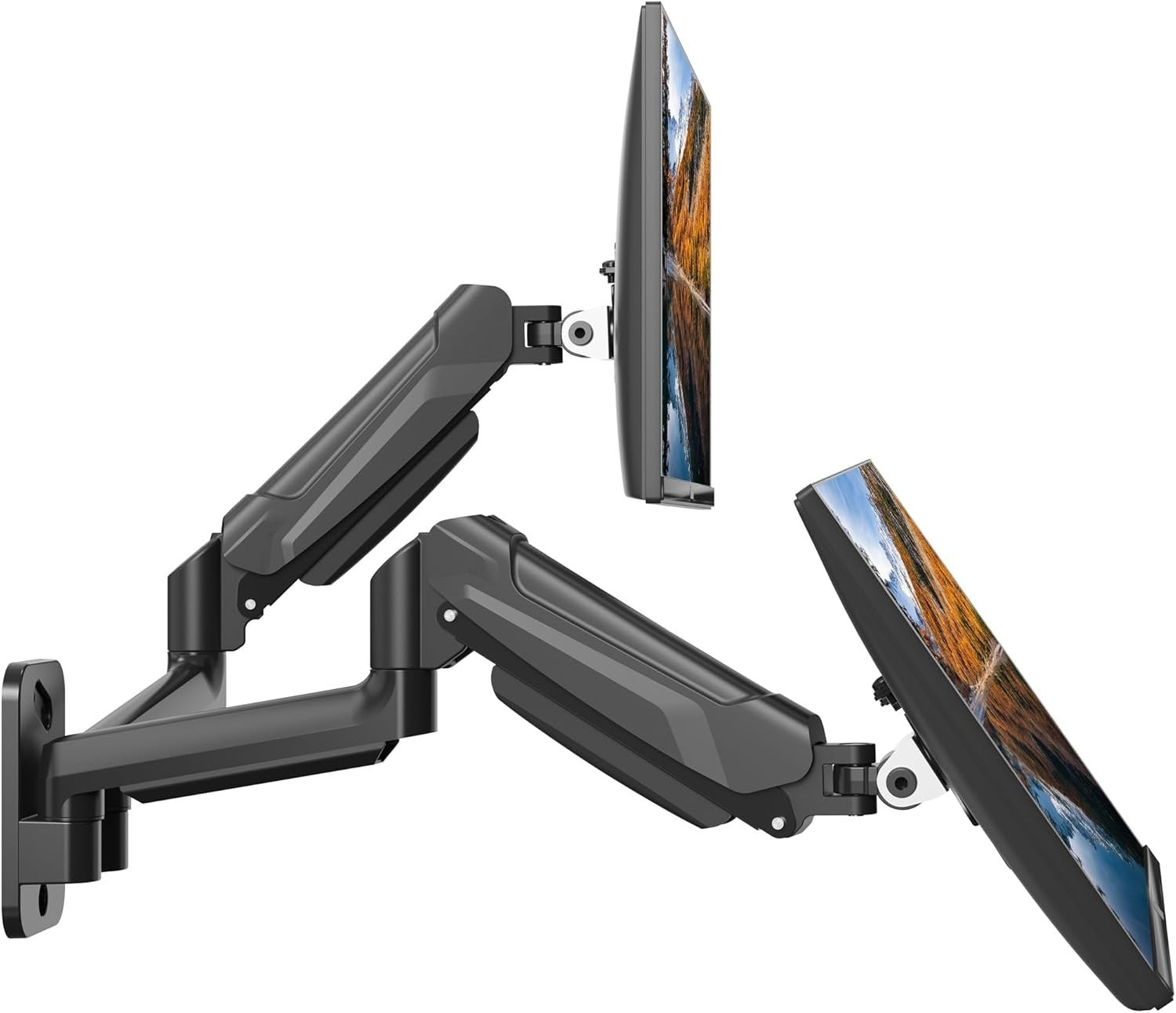 Easy-Install Wall Mount for Dual Monitors - Height Adjustable and Tilt Features