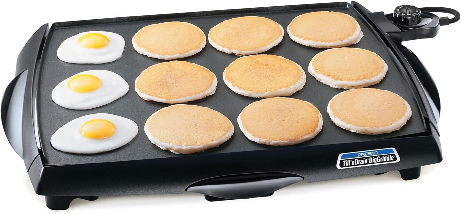 Extra-Large Ceramic Electric Griddle with Drip Tray - Perfect for Family Meals