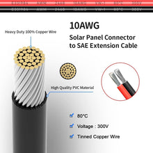 Load image into Gallery viewer, Weatherproof 10AWG Solar Panel Extension Cable with Quick Connect SAE Adapter