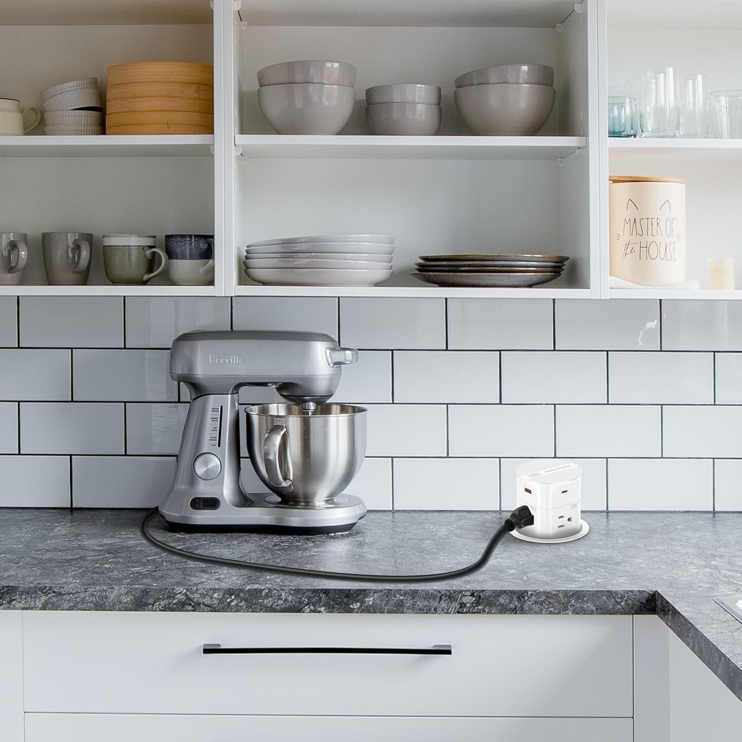 3.15" Pop-Up Countertop Outlet with 15W Wireless Charger & 800J Surge Protection