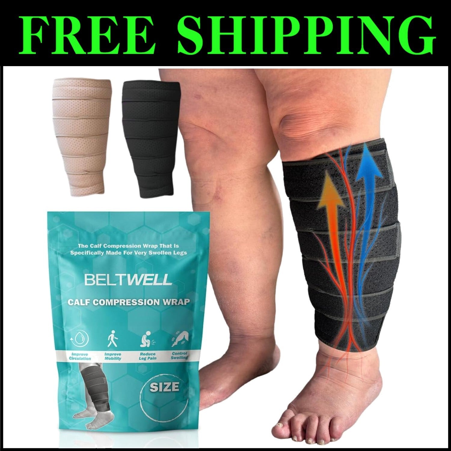 Comfortable and Durable Calf Compression Wrap for Daily Use & Fast Recovery