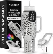 Load image into Gallery viewer, 46oz Coldest Leak-Proof Insulated Tumbler - Stylish Silver Leopard Design