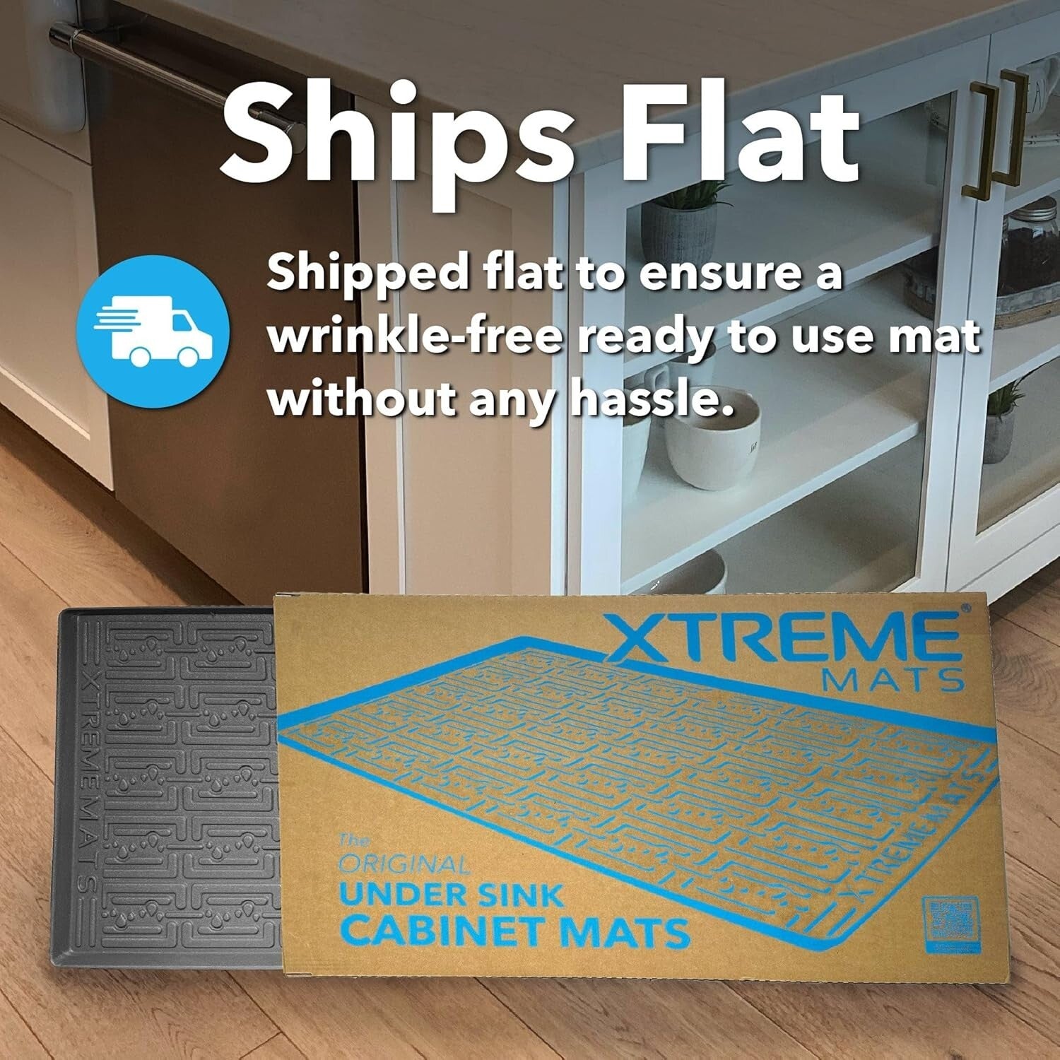 33.4"x19.2" Flexible Gray Under Sink Mat - Ultimate Cabinet Leak Prevention