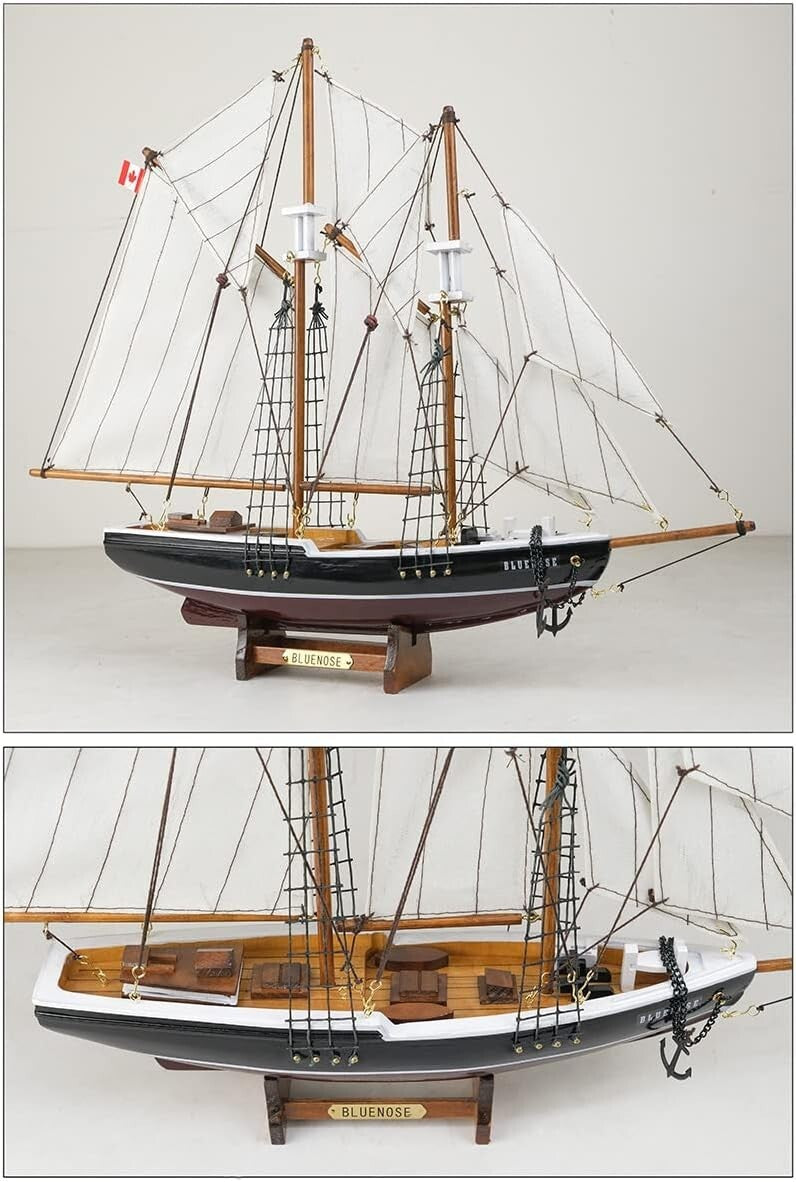 Timeless Black & Red Bluenose Wooden Schooner Model - Perfect Nautical Gift