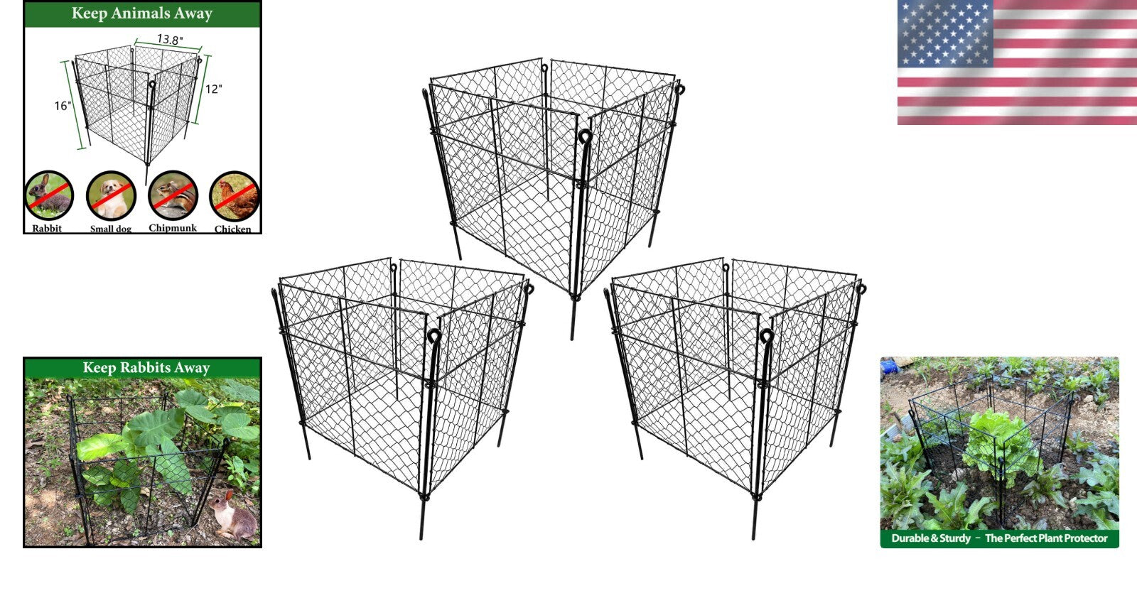 Innovative 3-Piece Plant Protectors: 13.8" Cages to Safeguard Your Vegetables