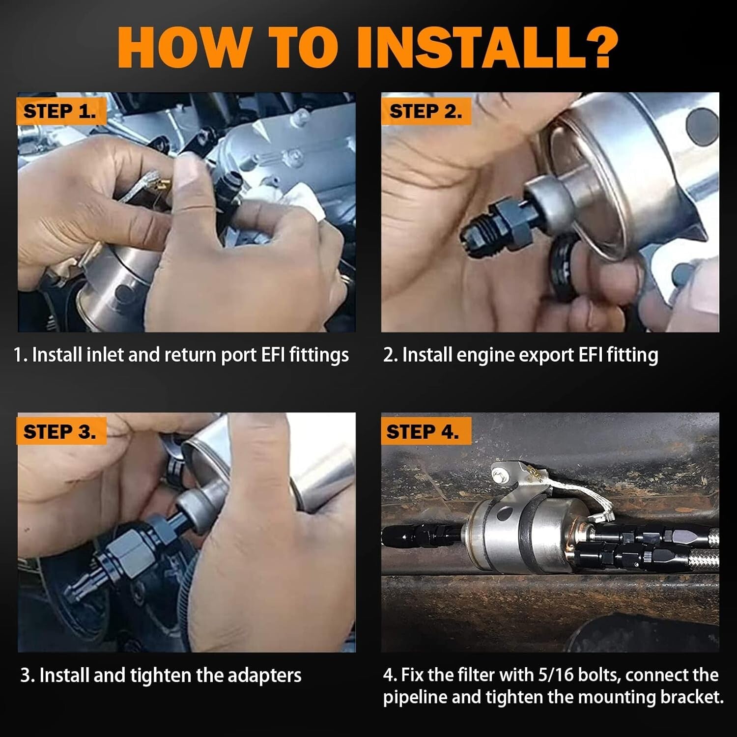 58 PSI EFI Fuel Pressure Regulator and 255LPH Inline Fuel Pump Kit with Fittings