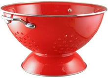 Load image into Gallery viewer, Beautifully Crafted 5-QT Red Enameled Colander with Chrome Handles - Hand Wash
