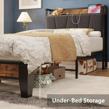 Load image into Gallery viewer, Twin XL Bed Frame with Storage Headboard &amp; Charging Station - Noise-Free Design