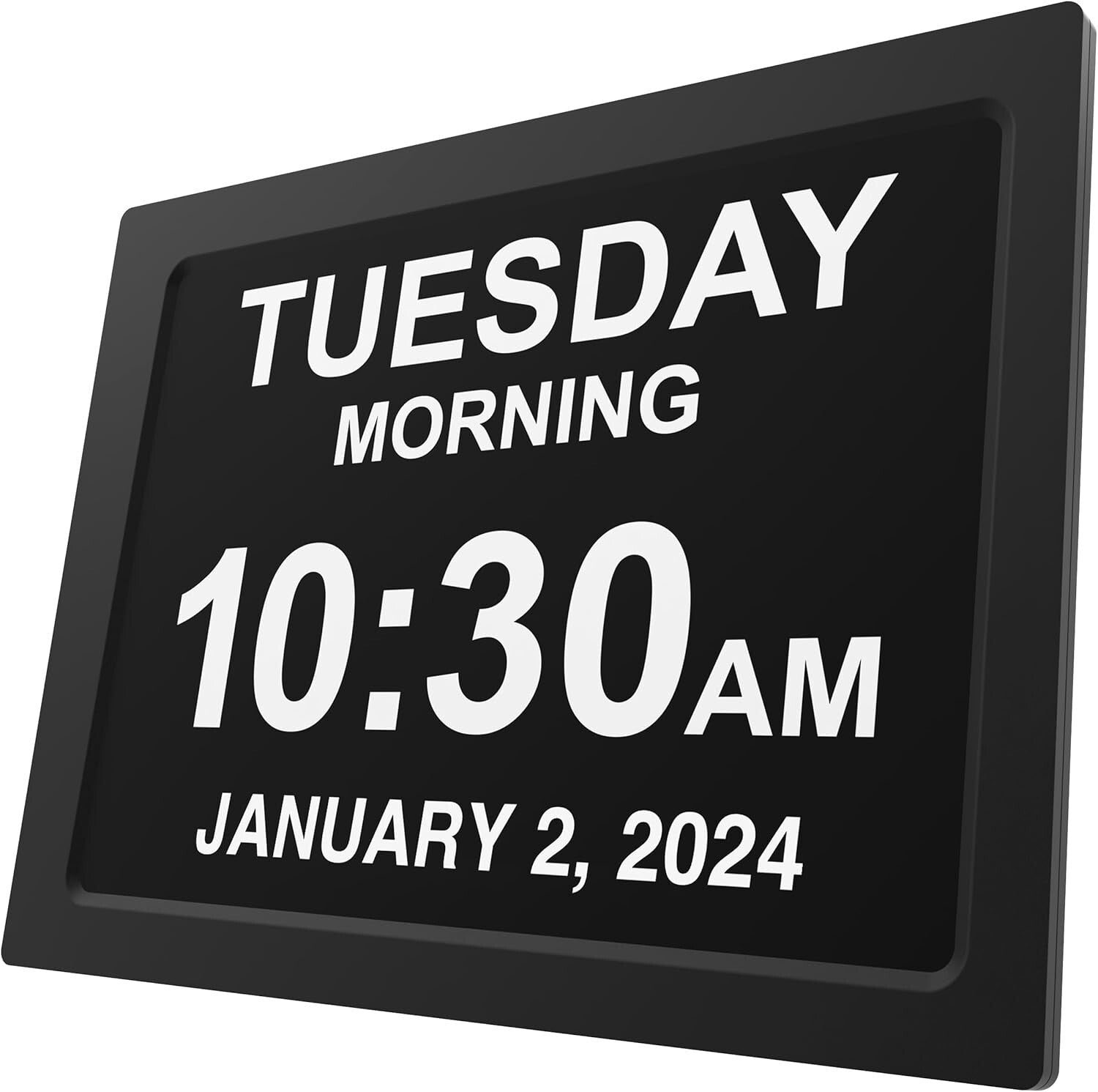 Dementia Clock 2025: 12-Inch Large Digital Display with Custom Alarms in Black