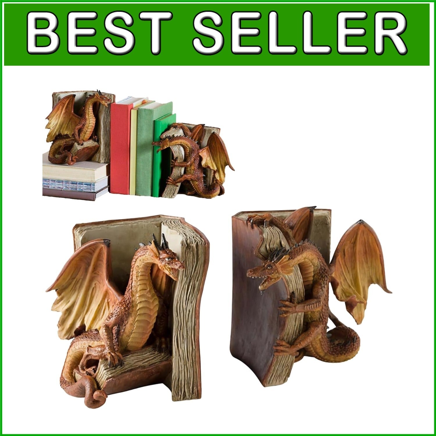Gothic Dragon Bookends - Ideal Gift for Fantasy Aficionados and Collectors