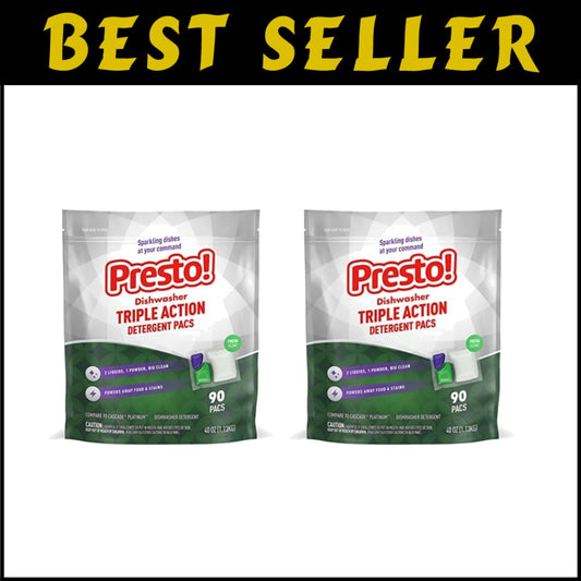 Dishwasher Pacs with Fresh Scent, Triple Action Cleaning - 90 Count, Pack of 2