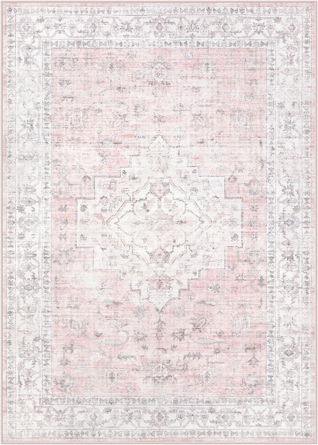 Stain-Resistant 10x14 Pink Rug - Soft, Braided Carpet for Living Room & Nursery